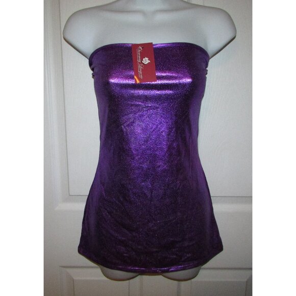 Purple Metallic Mini Dress and Thong Panty - Med - NEW - Picture 1 of 9